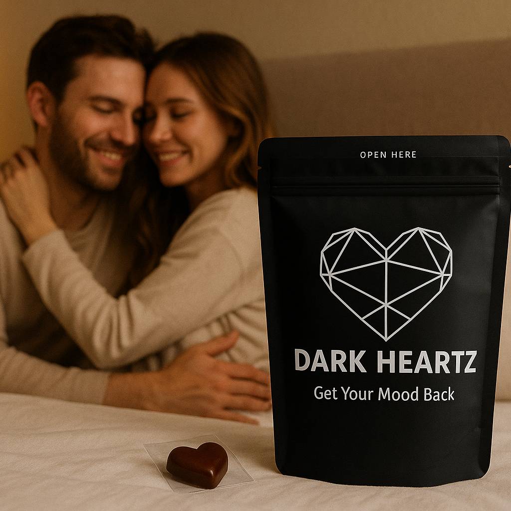 Dark Chocolate Hearts for Couples – Mood Support Chocolate Bar – Vegetarian & Gluten-Free Treat for Men(10 count)