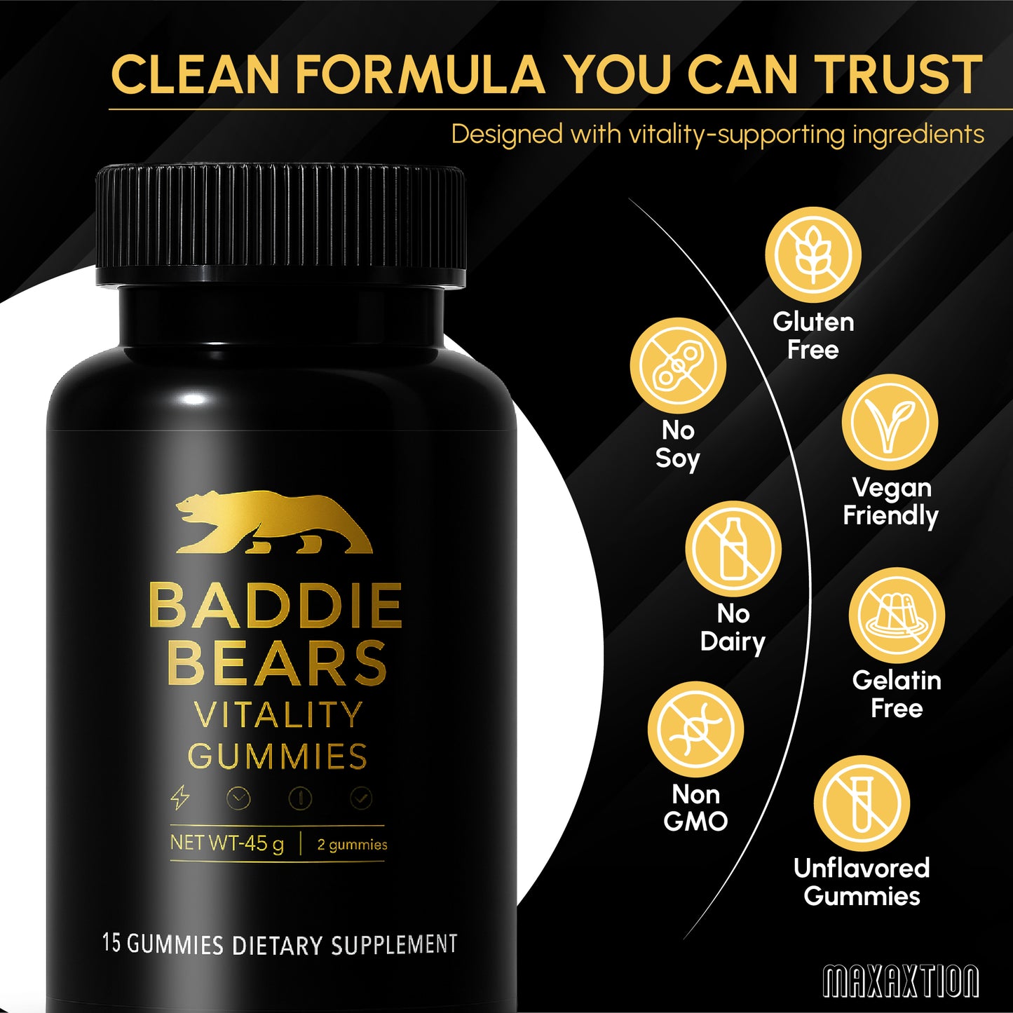 BADDIE BEARS MAX ENERGY GUMMIES – Rapid Strength & Power Boost! (15-Pack)