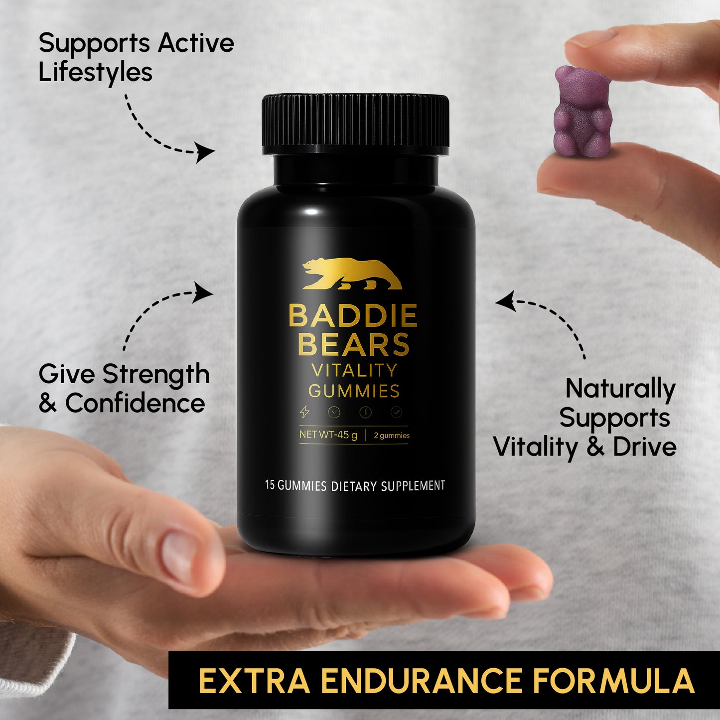 BADDIE BEARS MAX ENERGY GUMMIES – Rapid Strength & Power Boost! (15-Pack)